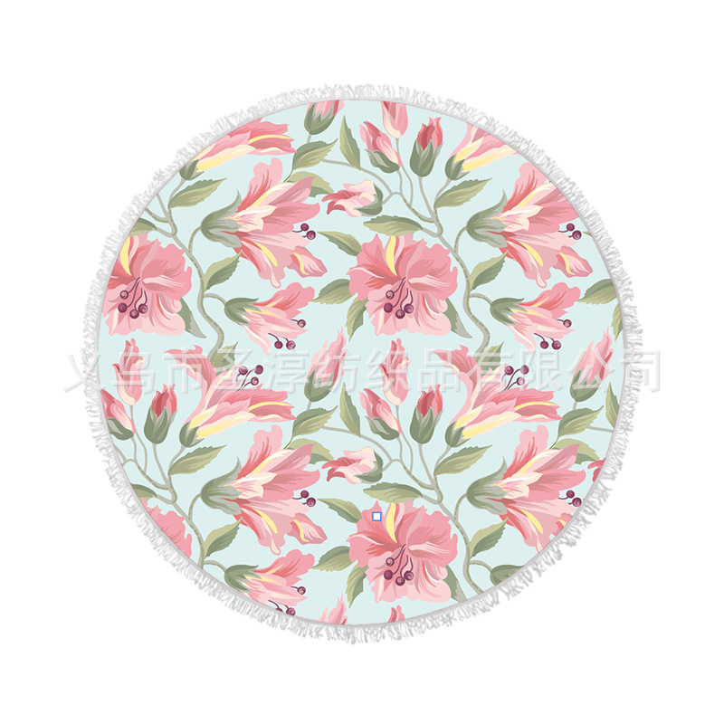 Toalla de playa de fibra redonda Toalla de baño imprimible logotipo patrón playa fitness Toalla de playa deshilachada