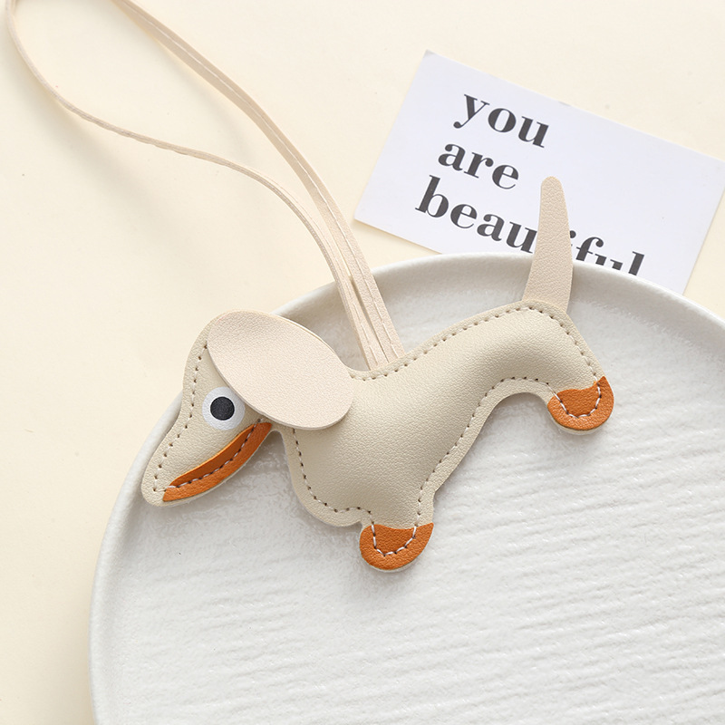 韓国版 diy ダックスフント犬レザーペンダントかわいい ins 子犬バッグペンダントストラップカップル車のペンダント在庫あり|undefined