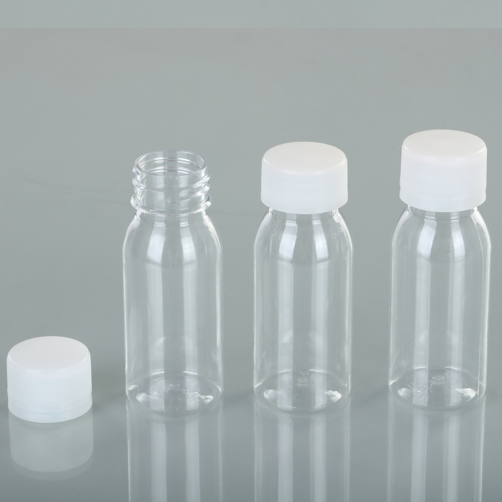 50ml 食品级圆形烟草大麻塑料瓶透明pet小瓶子带防盗盖子