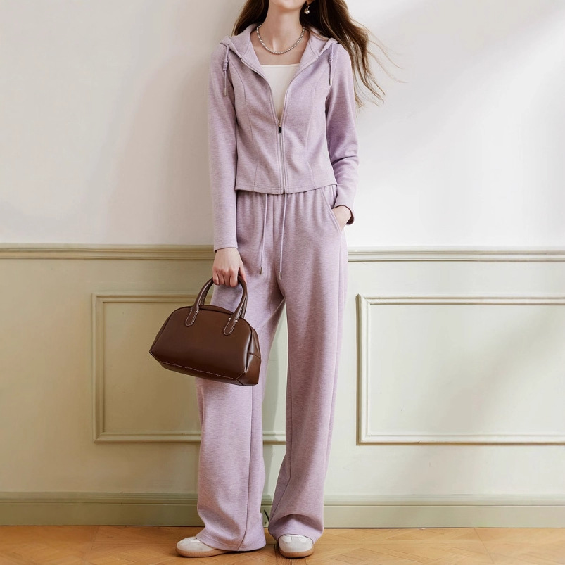 Suit for Women 2025 Autum New Long-Sleeved Hooded Sweatpants and Sweatshirt Two-Piece Set Early Autum A95A607