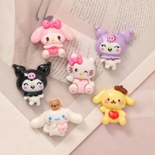 Sanrio Cartoon Manicure Resin Jewelry Kidsren's Wearable Nail Earrings Trendy Hairpin DIY Cream Glue Accessories