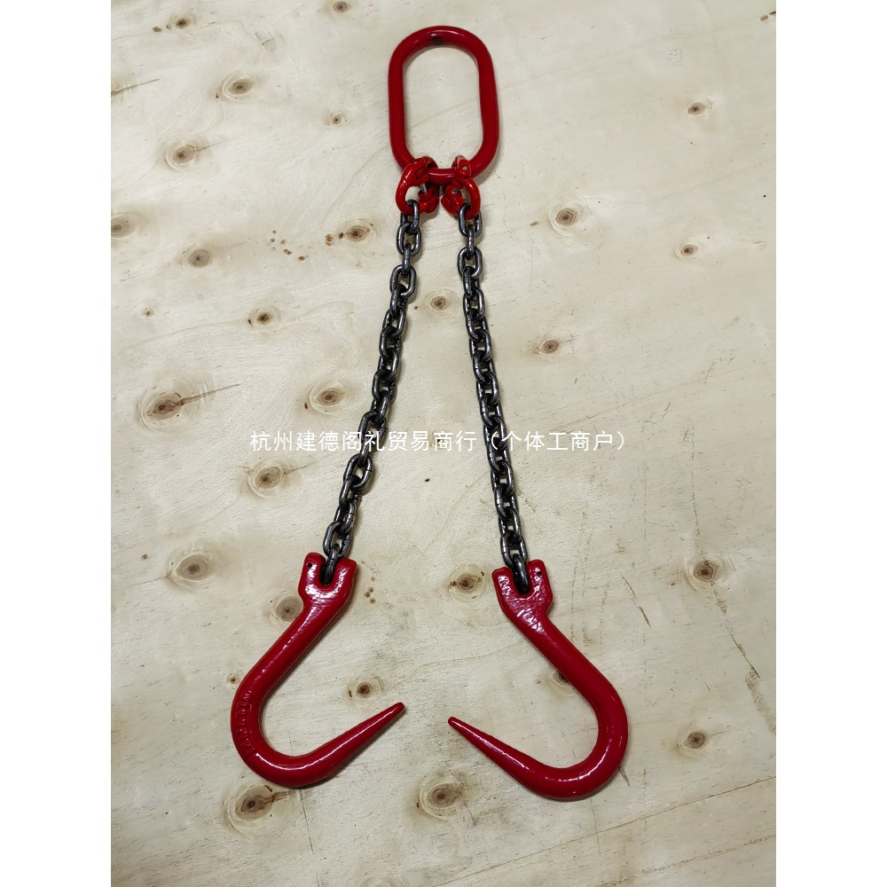 双钩四勾起重链条成套索具钢管钩大开口双肢吊链四腿行车链条吊钩