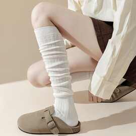 白色小腿袜堆堆袜女及膝大腿袜长筒靴袜miu韩系条纹袜子夏季女袜