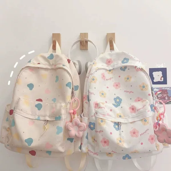 Korean Ins-Style Cute Cartoon Print Backpack Japanese Versatile Soft Girl School Bag Waterproof Student Backpack