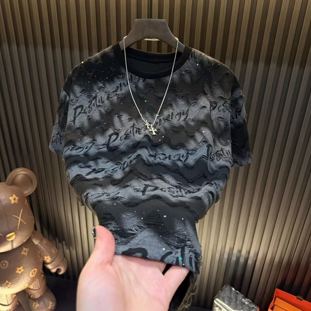 Herren-T-Shirt im chinesischen Stil aus Eisseide, kurzärmelig, mit Tuschemalerei-Motiv, dünnem Stoff, Übergröße, Sommertop_voghion.com