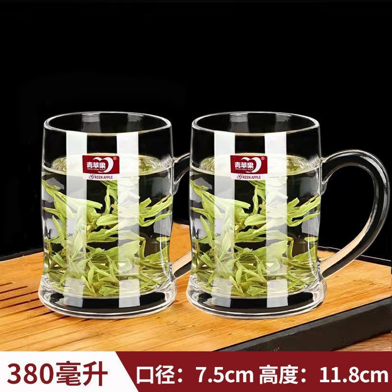 加厚耐高温泡茶杯家用喝水杯玻璃杯带把透明啤酒杯饮料杯客厅水杯|undefined
