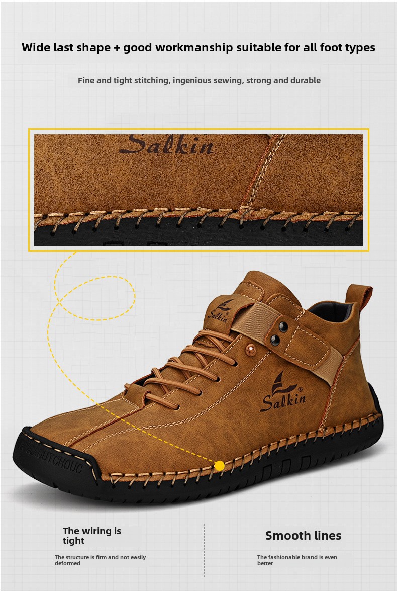 Casual Loafers For Men Handmade Leather Flat Slip-on Driving Shoes_voghion.com