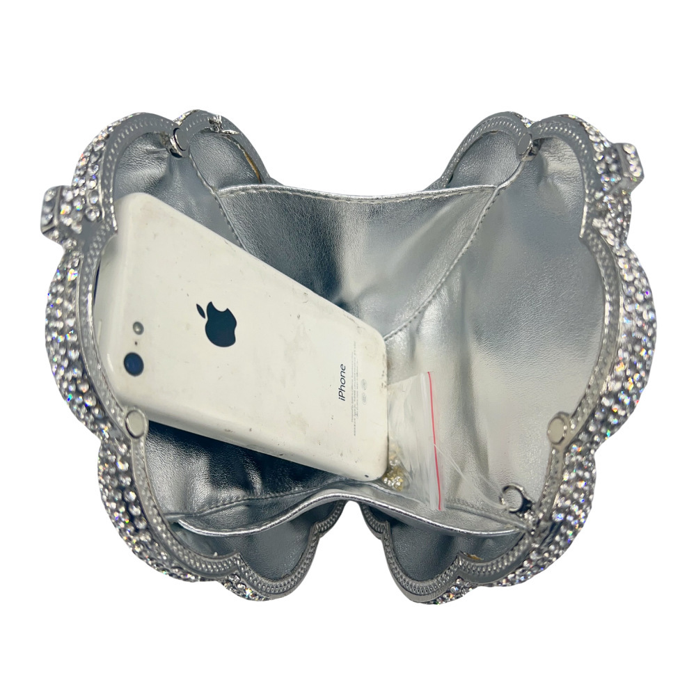 Clutch cross-border rosa bolsas de diamante metal hueco bolsas de cena de cristal bolsas de mano de mujer