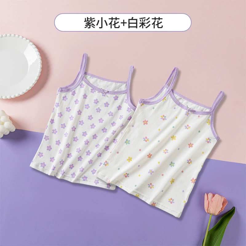 Summer thin children's cotton top with cups with bow