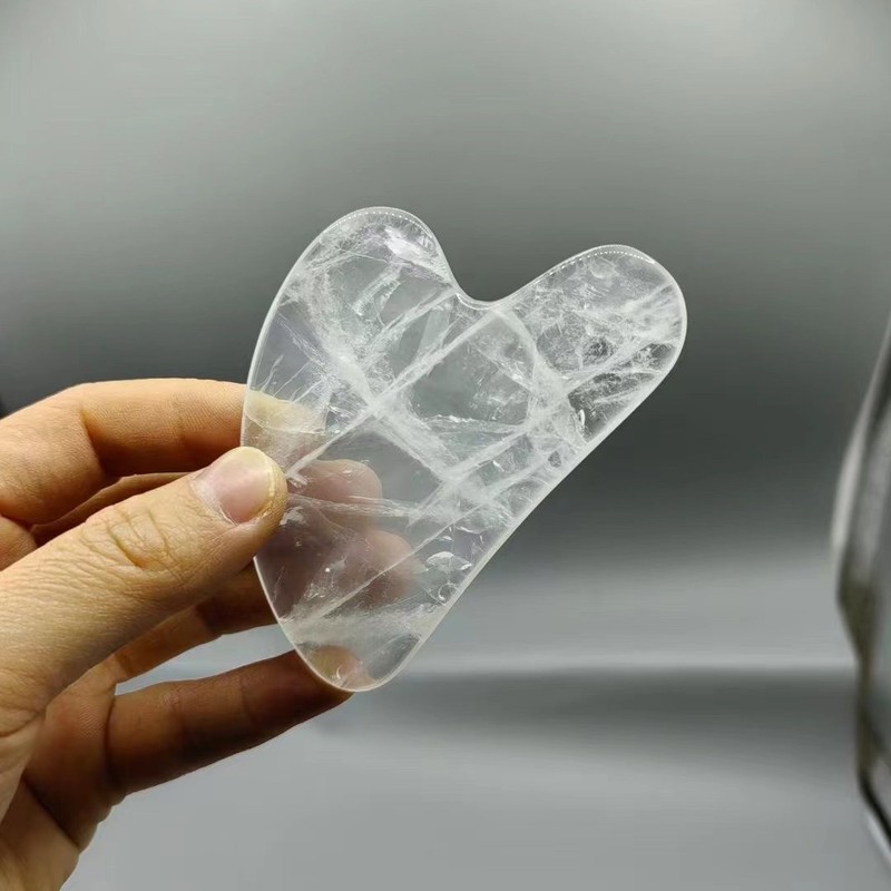 天然粉水晶玉スクレーパー板ハート型羊角牛角スクレーパー板顔専用スクレーパー片gua ha|undefined