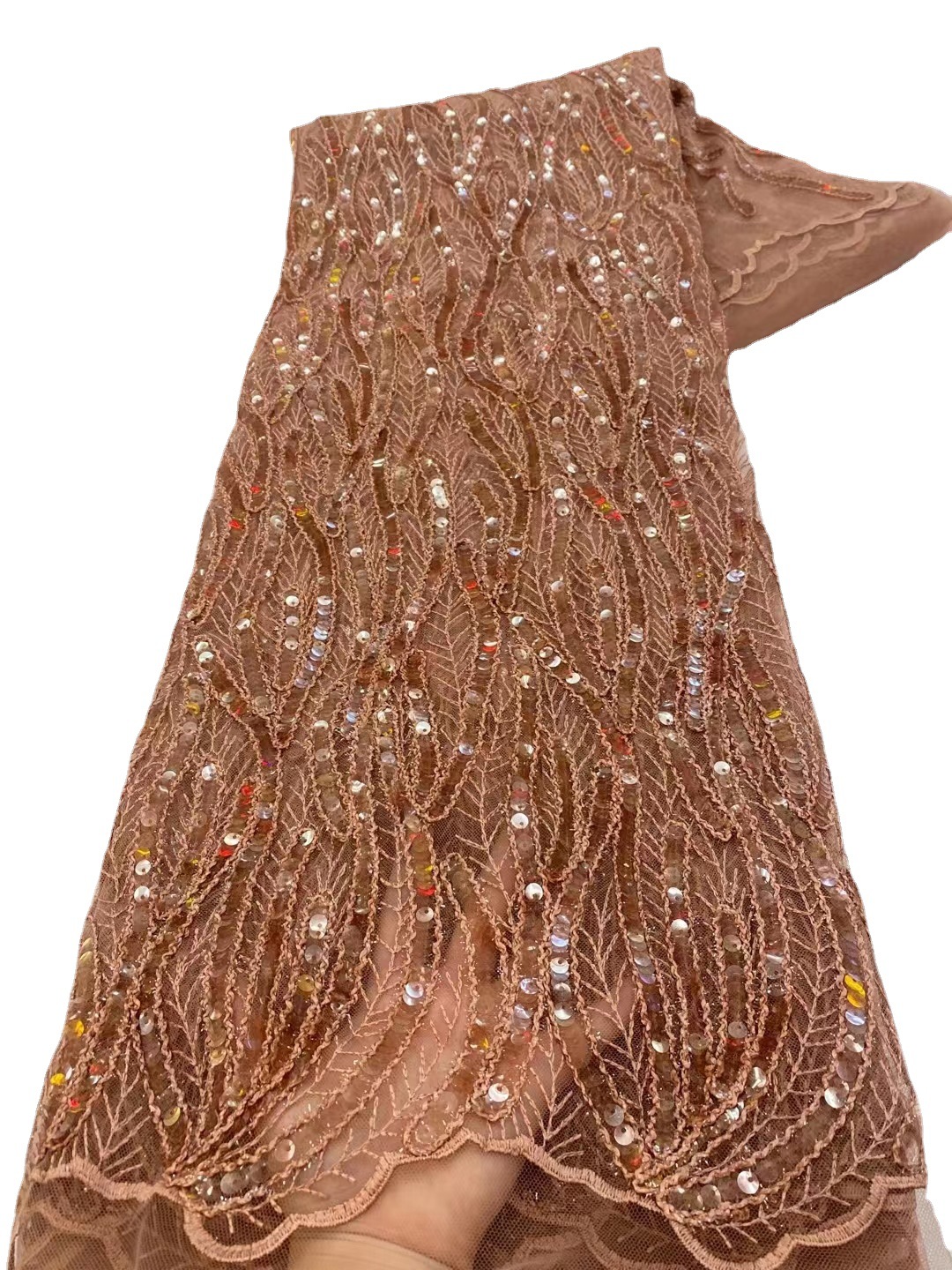 Ropa transfronteriza vestido de novia tela de lana cuerda de lentejuelas malla bordada vestido de malla de encaje JX3430