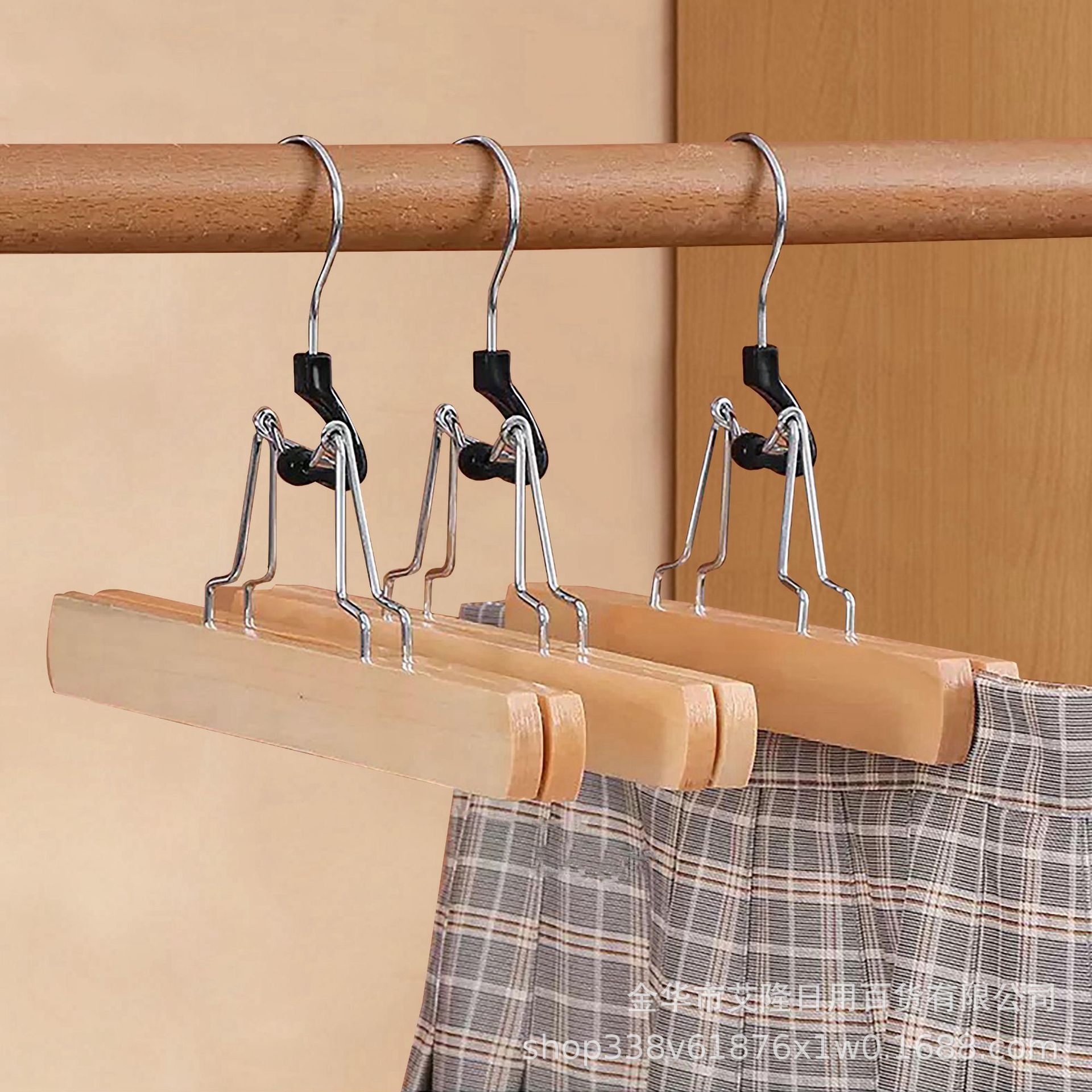 Percha de falda de madera maciza, clip de falda de madera, Hanfu, almacenamiento doméstico sin costuras, clip para pantalones de falda colgante jk de una palabra