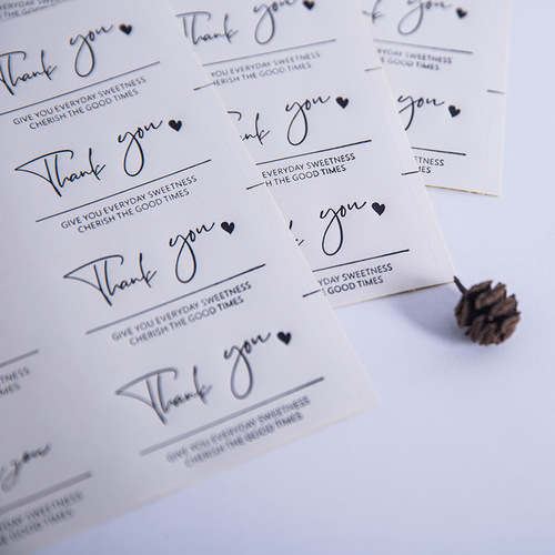 Thank you sticker rectangular label gift packaging decoration bakery takeaway thank you sticker hot black gold sticker