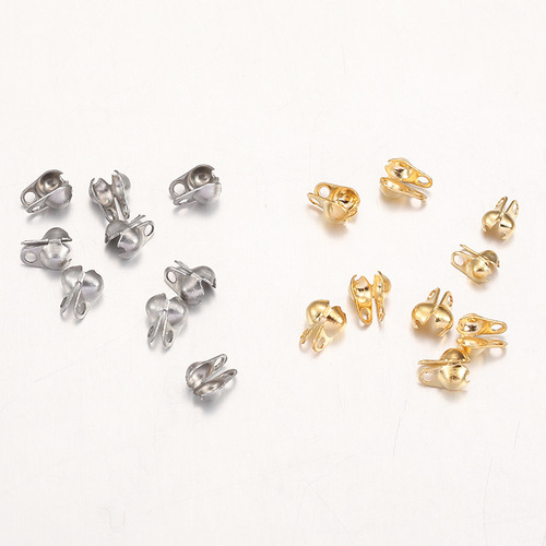 Double hole double ear stainless steel left and right side covered buckle bead chain buckle diy jewelry accessories covered buckle necklace connection closing buckle