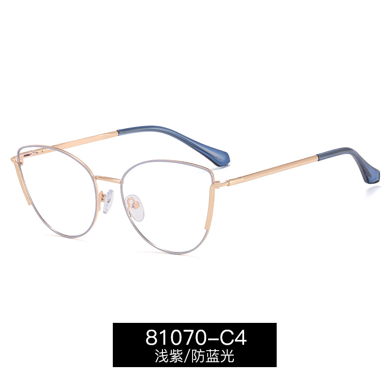 81070 gafas de luz anti-azul de las nuevas mujeres de moda se pueden equipar con gafas de miopía gafas de luz anti-azul de metal Retro