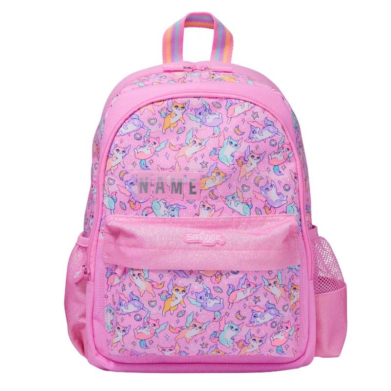 Mochila escolar australiana sonrisa para estudiantes de primaria, mochila ultraligera, rosa púrpura, gato, libro medio