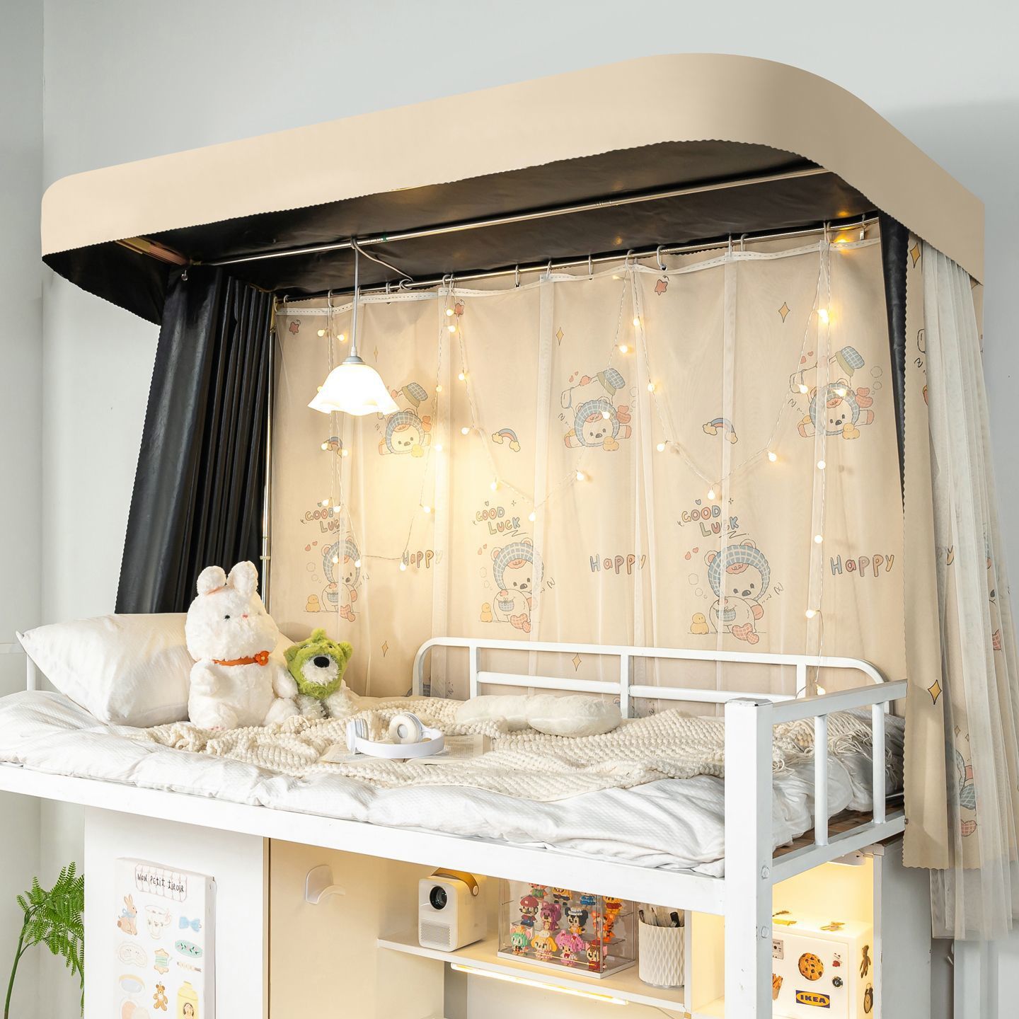 Soporte de pista tipo u cortina de cama dormitorio de estudiantes universitarios de secundaria fuerte cortina de sombra cortina de riel deslizante cortina de sombra dormitorio cortina de sombra