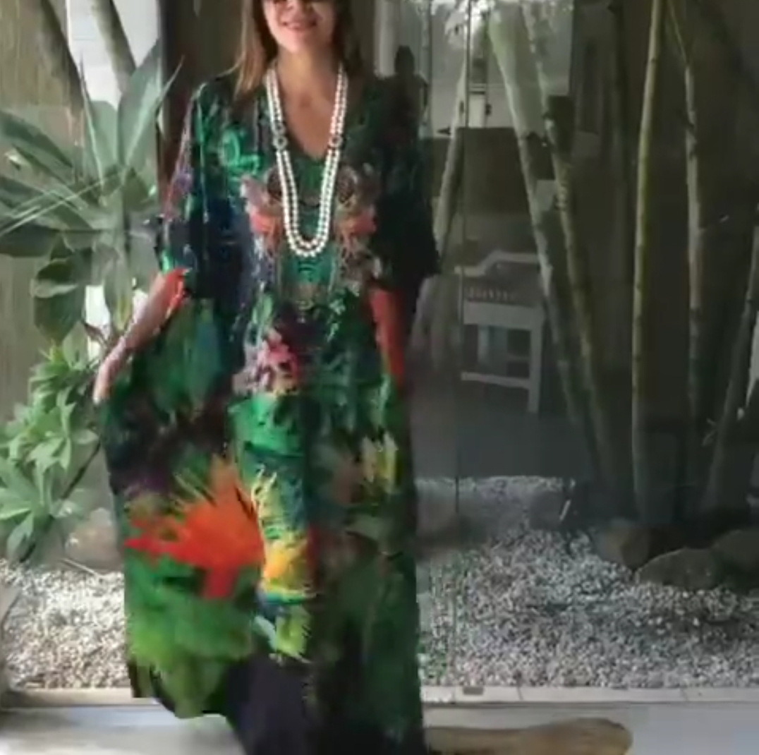 Blusa de playa transfronteriza de secado rápido impreso suelto bata ocio vacaciones sol protección camisa bikini blusa 5d74