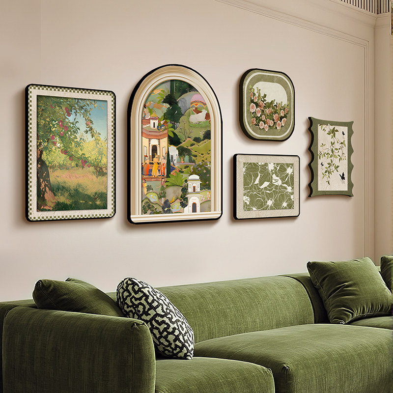 French vintage-style living room decorative painting, medieval-style creative combination sofa background wall hanging art mural French vintage-style living room decorative painting, medieval-style creative combination sofa background wall hanging art mural