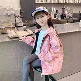 女童外套两面穿春秋装洋气儿童宝宝春装冲锋衣小女孩防风外套韩版