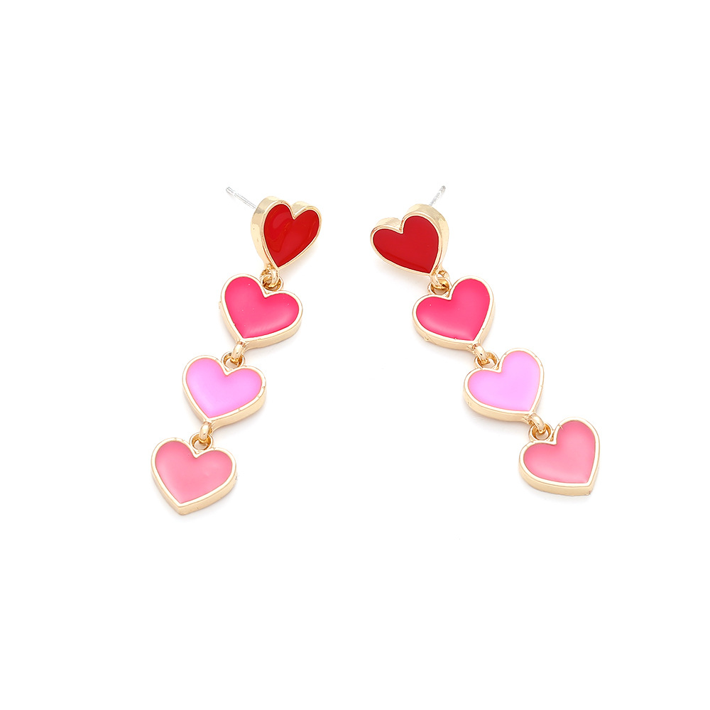 1 Pair Simple Style Heart Shape Enamel Zinc Alloy Drop Earrings display picture 3