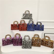 外贸复古戴妃包欧美流行豹纹手提女包高级质感丝巾百搭单肩斜挎包