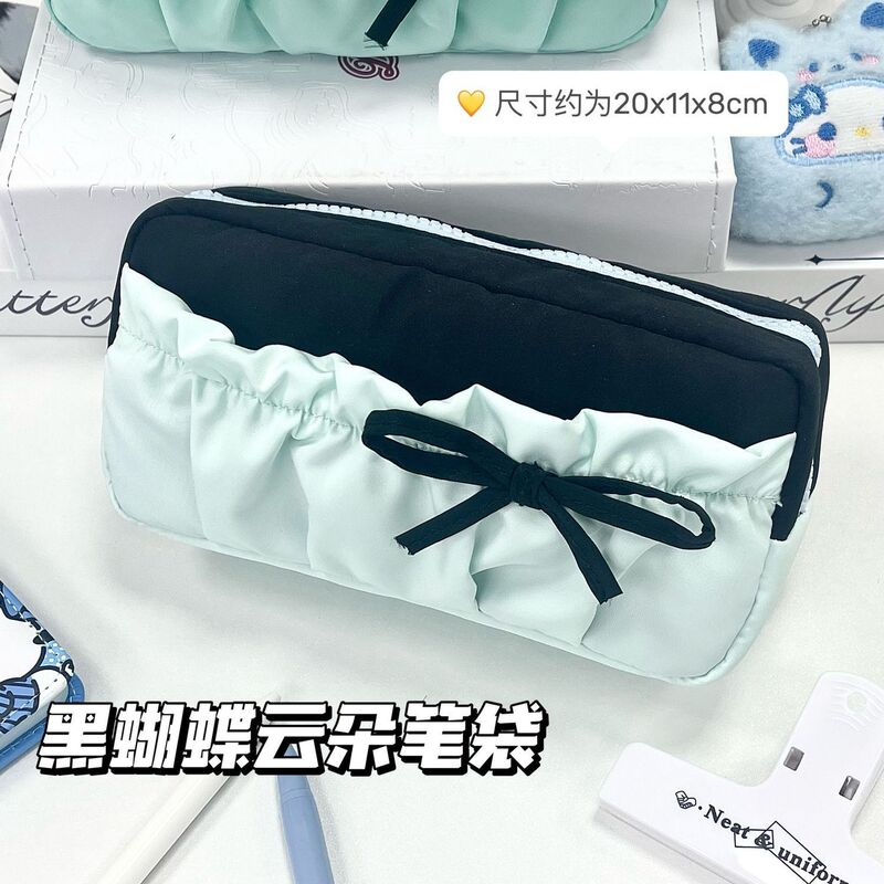 黑薄荷蝴蝶云朵笔袋ins可爱高颜值痛包大容量吧唧文具收纳袋|undefined