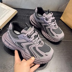 European version 2024 explosion street dad shoes women soft leather campus thick sole versatile cushioned casual sports shoes for women
