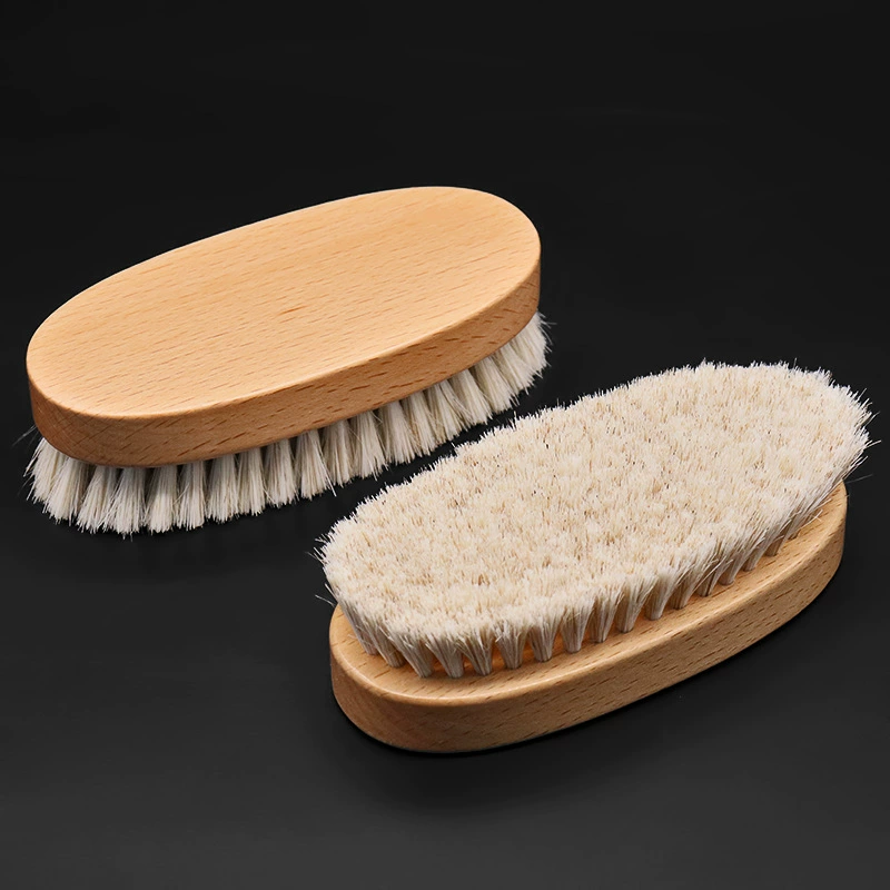 Овальная щетка для обуви из конского волоса, мягкая щетка для чистки обуви, щетка для удаления пыли с кожаной обуви, полировка, из массива дерева, для домашнего использования, не повреждает обувь