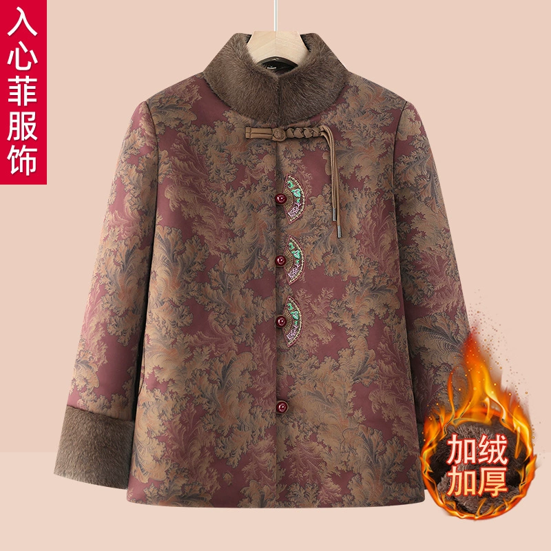 Средние и пожилые женщины бабушки одеваются осенью и зимой плюс бархат утолщение