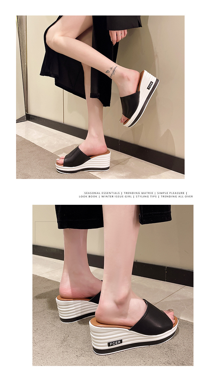 Women's Casual Color Block Round Toe Wedge Slippers display picture 4