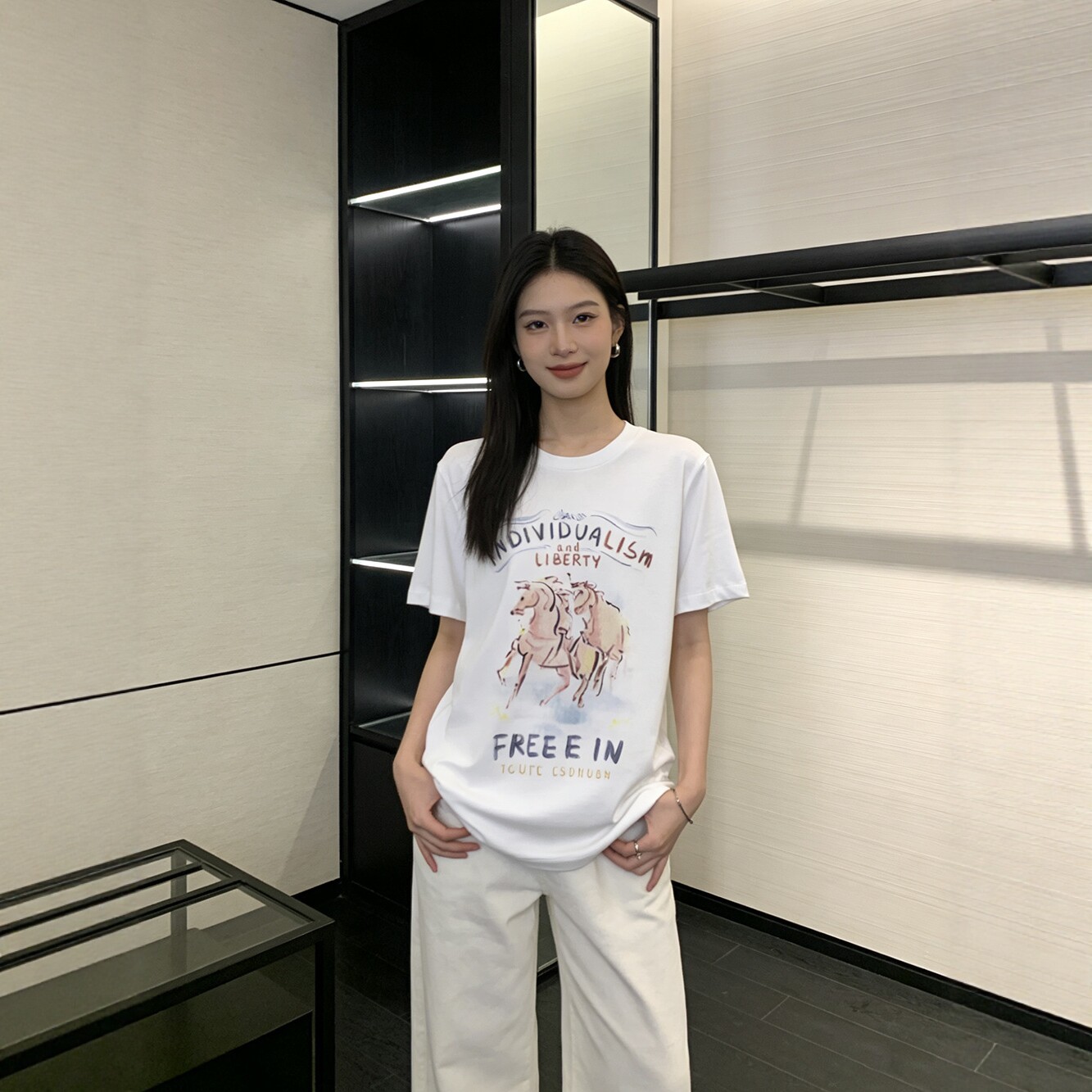 2026春夏新品生肖马年系列彩绘印花棉质短袖T恤宽松休闲上衣1271