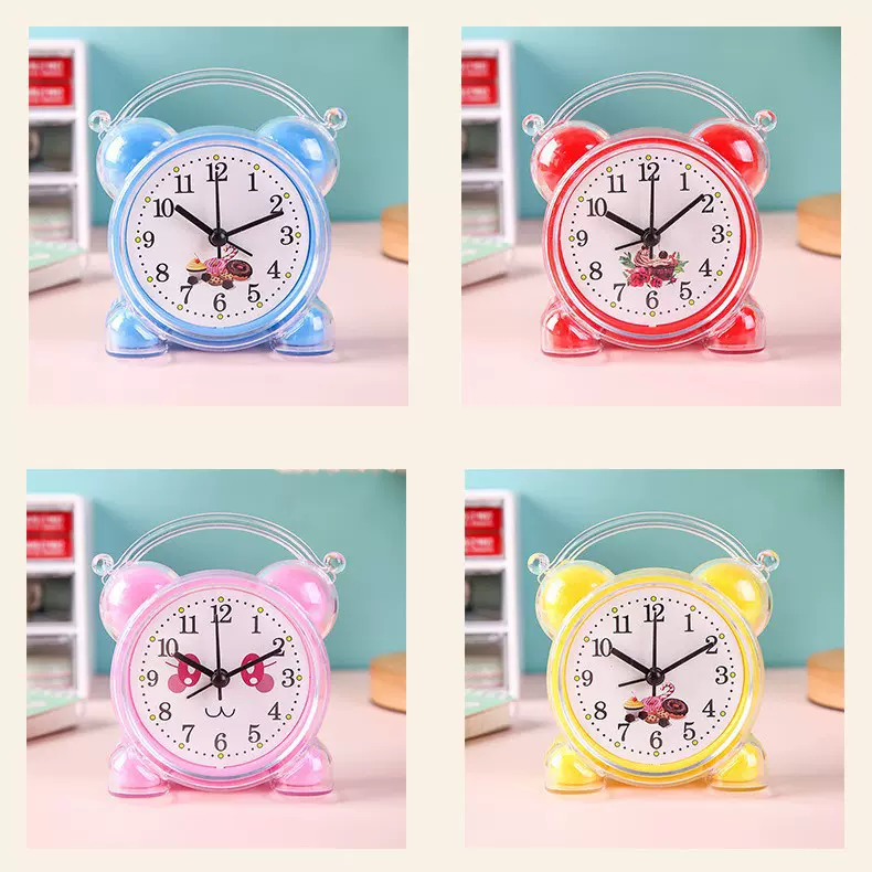 卡通小闹钟 水晶闹钟创意家居台式多彩小闹钟 礼品小闹钟