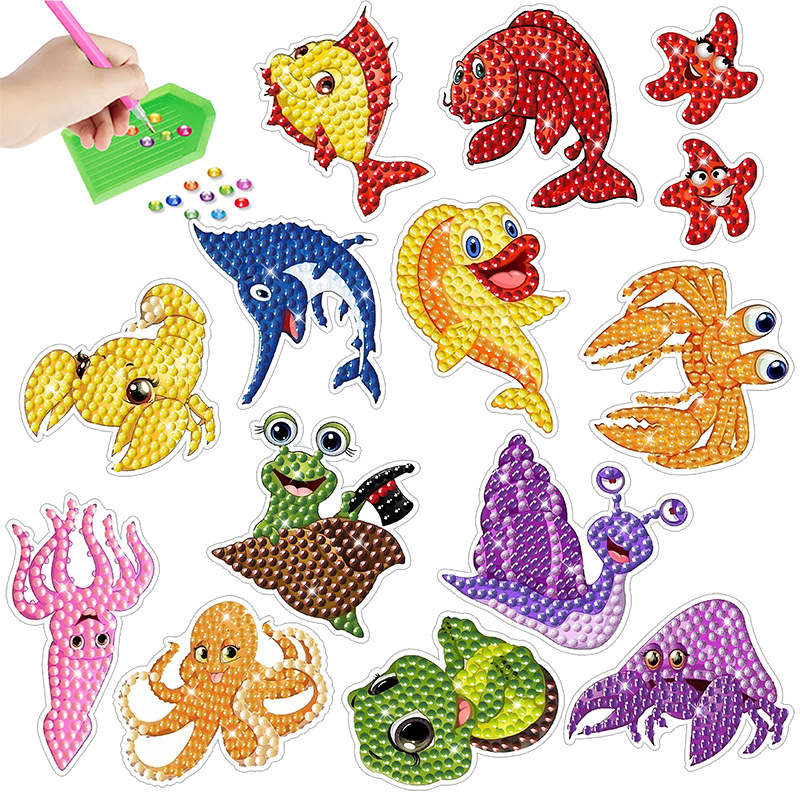 Venta caliente personaje de dibujos animados diamante pintura libre pegatinas DIY pegatinas de pared de ladrillo niños pegatinas hechas a mano redondo diamante