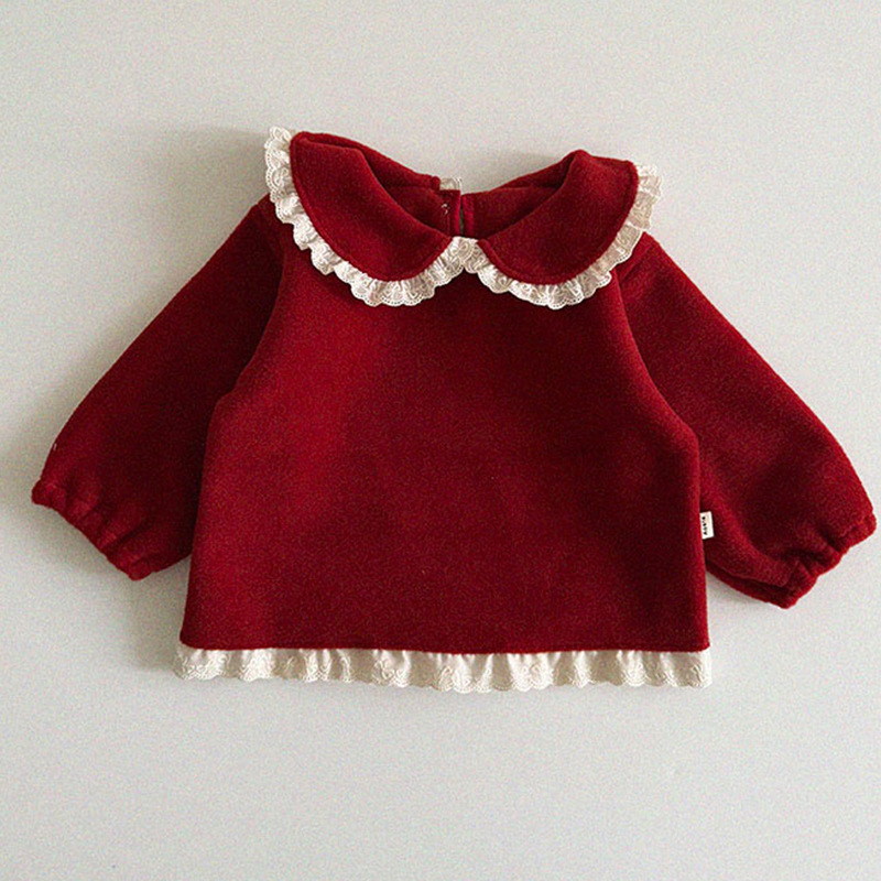 Ropa de invierno de niñas ropa infantil coreana ropa de invierno infantil ropa de invierno de bebé gran arco y camisa de cordillera de lana image 10