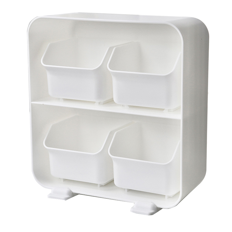 Caja de almacenamiento de escritorio de cuatro rejillas cajón caja de objetos pequeños de cuatro rejillas mesa de papelería multicapa cosméticos misceláneas agua