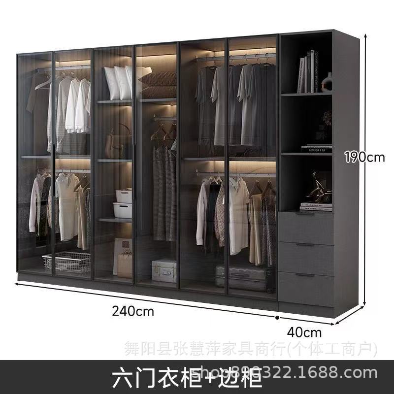 玻璃门衣柜家用卧室小户型收纳储物柜新款衣帽间组合主卧衣柜衣橱|undefined