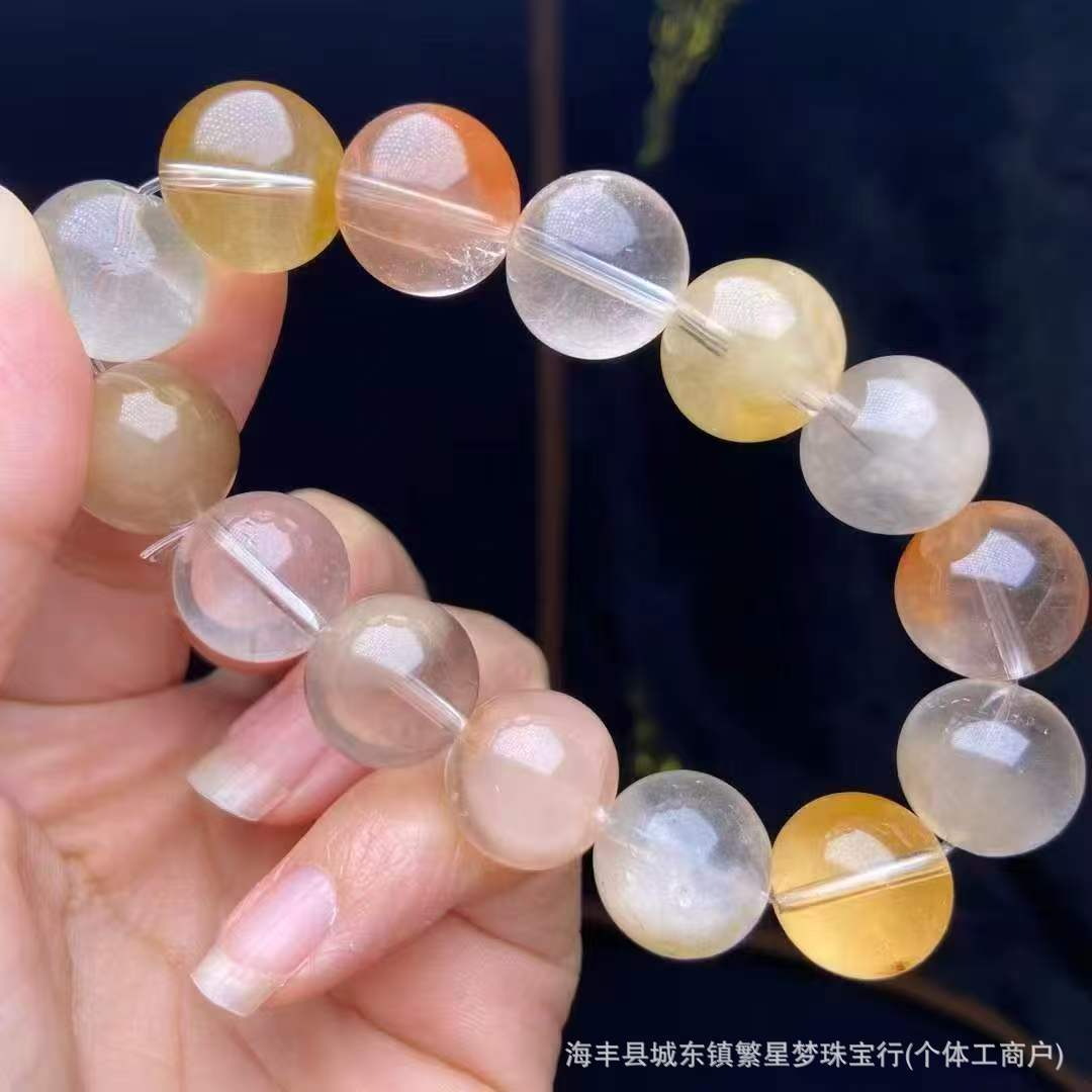 天然彩兔毛圆珠手串彩兔毛芬达兔毛粉兔毛异象兔毛水晶女生必备