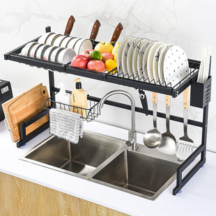 Kitchen storage rack Kitchen sink Drying dishes Drying rack Kitchen utensil knife rack Retractable storage rack