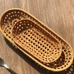籐製の空洞食器、箸、タオル収納ボックス、お菓子、キャンディー、ドライフルーツ、パン収納バスケット、収納用