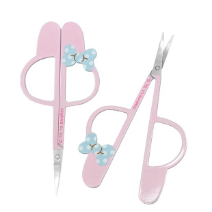 Cartoon pink eyebrow trimming scissors eyebrow nose hair trimmer stainless steel pointed beauty scissors eyelash makeup small scissors