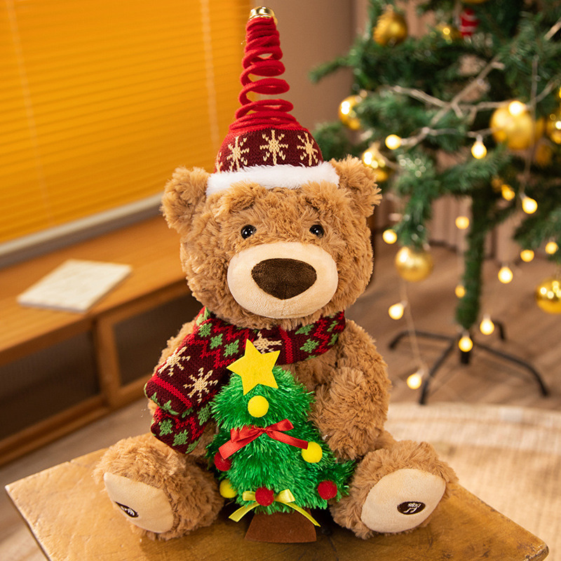 Tiktok pastel de cumpleaños oso de peluche muñeca eléctrica canto oso muñeca niños juguete de peluche regalo de cumpleaños