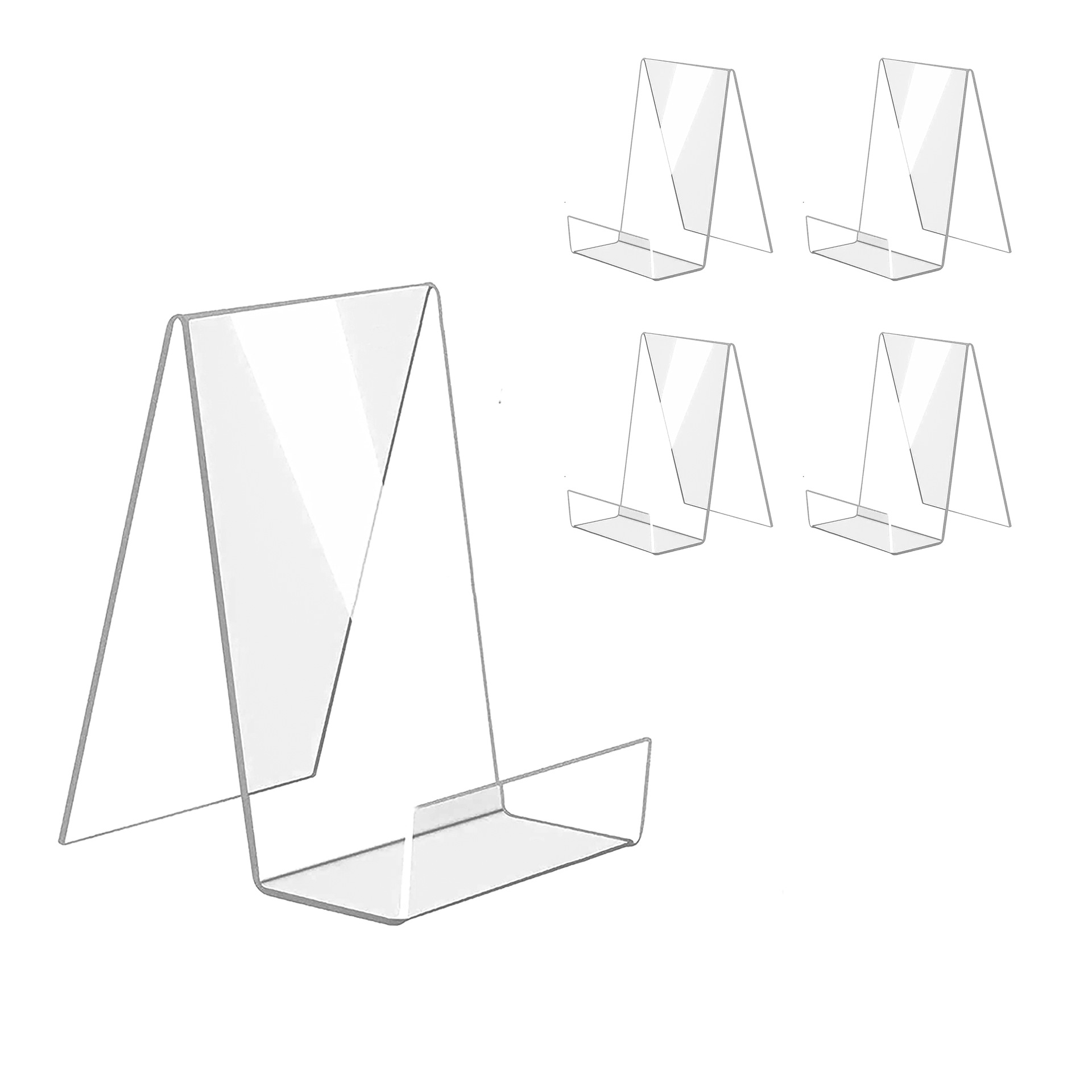跨境现货亚克力书立架手机架透明书架商场图书馆桌面书托收纳支架