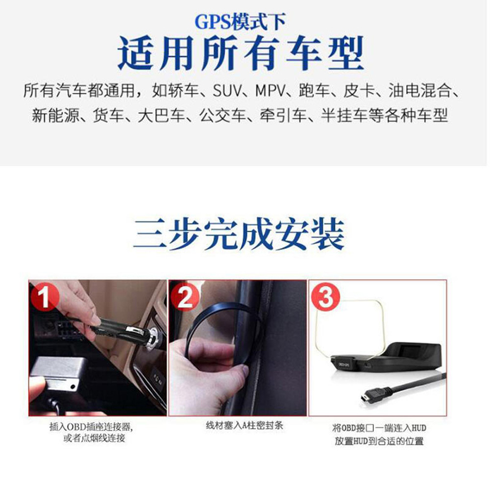 Hud Car Head-Up Display Ai Smart Electronic Dog + Navigation Dual System Obd+Gps Universal for All Cars Q10
