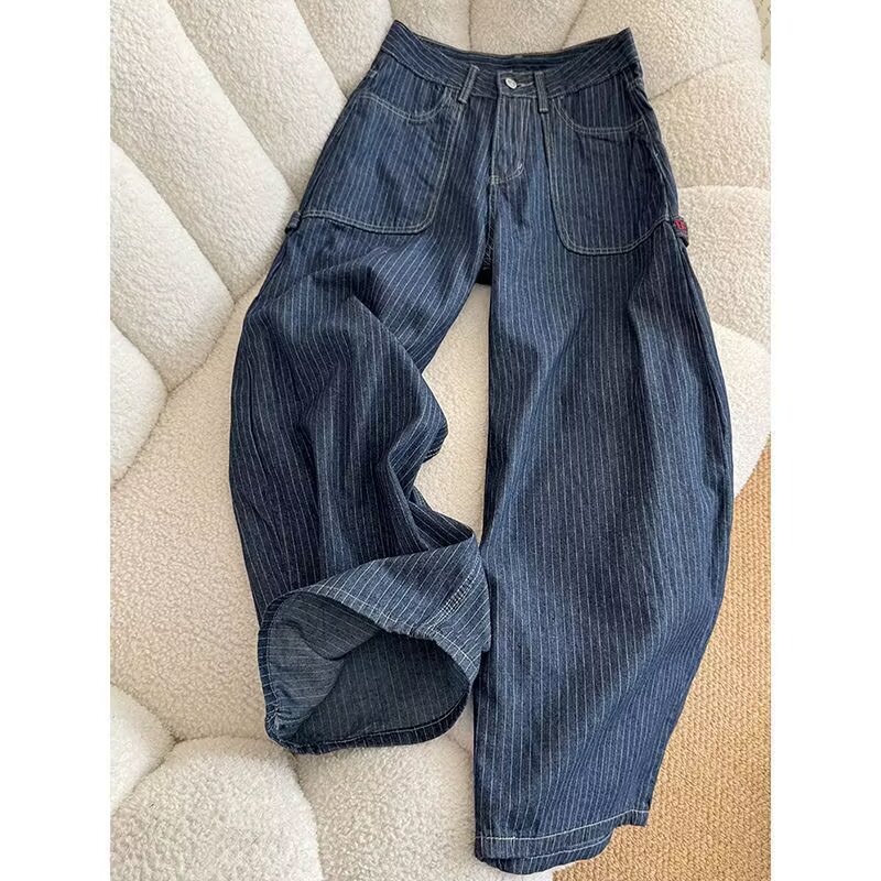 2026 Spring and Autumn Denim Dark Blue Workwear Jeans Unisex Loose American Retro Casual Straight Wide-Leg Pants 2026 Spring and Autumn Denim Dark Blue Workwear Jeans Unisex Loose American Retro Casual Straight Wide-Leg Pants