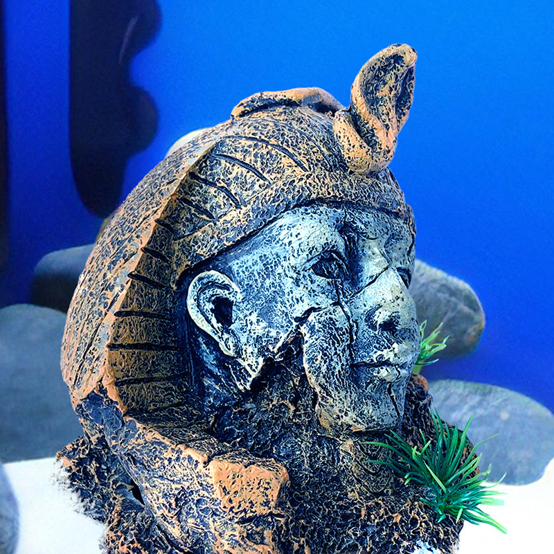 Decorativo paisaje acuario pecera decoración Faraón estatua resina decoración paisaje decoración casa escondite casa