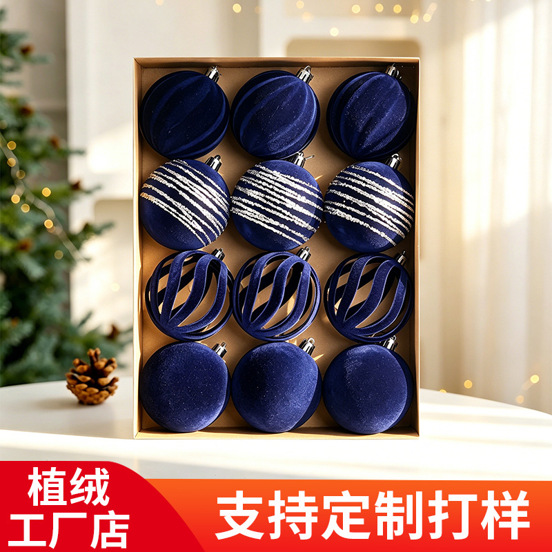 Bolas de Navidad flocado bolas de Navidad bolas de decoración de Navidad 8cm bolas de Navidad decoración de árbol de Navidad colgante decoración de Navidad image 1