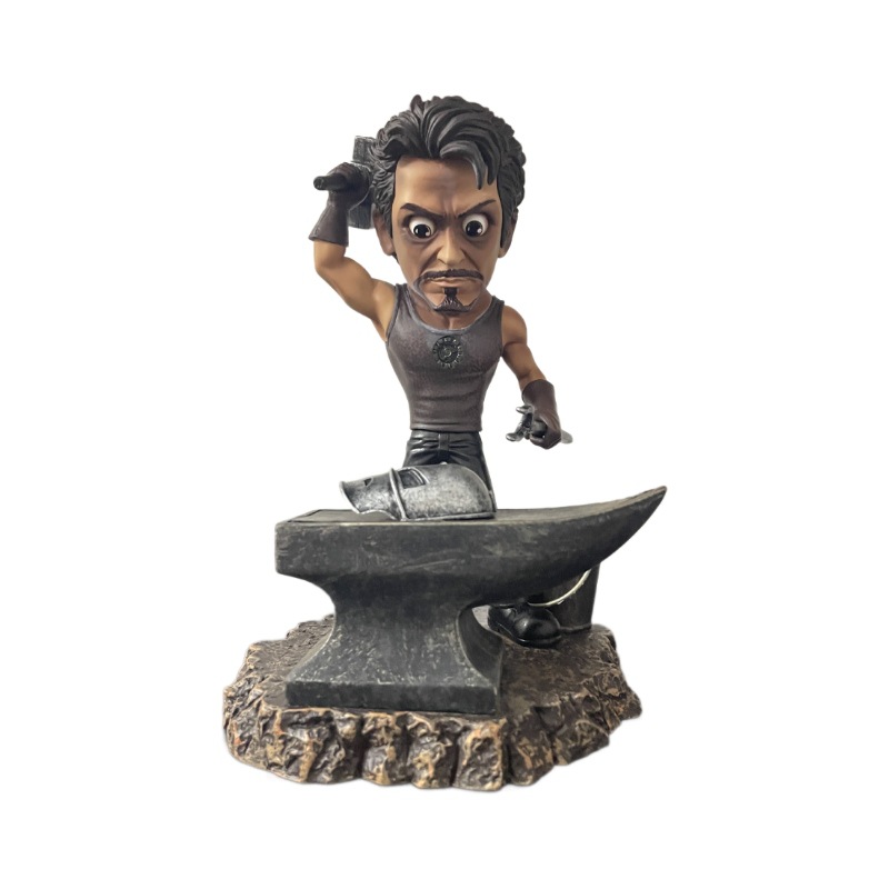 [Nuevo] Iron Man Tony golpea el estilo de la versión Q de hierro Mark 1 decoración de la figura Marvel Film and Television