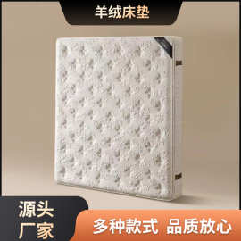 榻榻米家用双人乳胶床垫羊绒面料加厚保暖双人家用床垫子批发弹簧