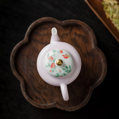 玉泥釉下手繪青蝶戀花宮燈壺一人飲小文壺小品壺泡茶壺陶瓷